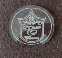 Clear Acrylic Badge with Decorative Design Pattern