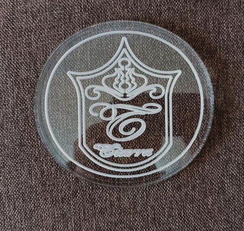 Clear Acrylic Badge with Decorative Design Pattern