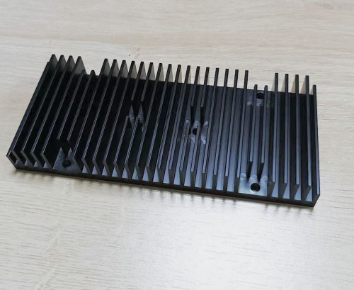 High Precision CNC Machined Aluminum Heat Sink (Black Anodized)