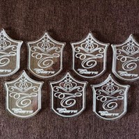 Clear Acrylic Badge with Decorative Design Pattern